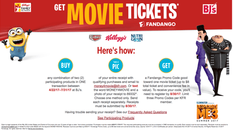 Kellogg BJ's 'Get Movie Tickets' Web Page